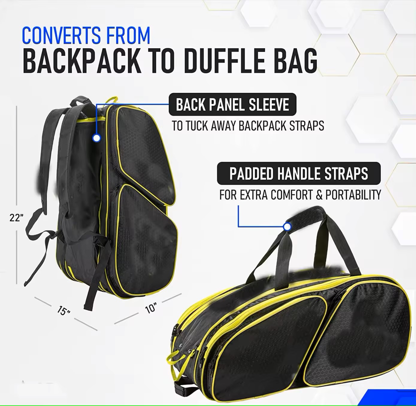  Duffle Bag with 7 Rackets Capacity Squash Sports  backpack Pickleball Bag